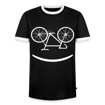 Cycliste cyclisme vélo de route cyclisme course vélo sport - T-shirt contrasté Homme - noir/blanc - Devant - AI Model Female 172 light (172cm) & AI Model Male 178 light (178cm)