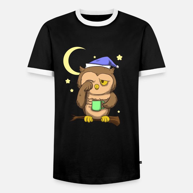 Kaffee Eule Nachteule - Männer Kontrast-T-Shirt - Schwarz/Weiß