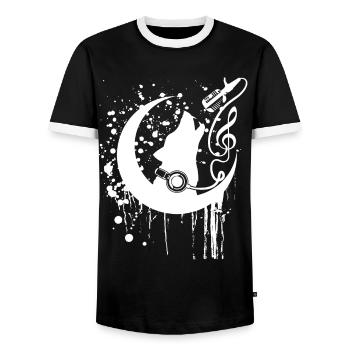 white german shepherd music shirt with clef - Men's Ringer Shirt - black/white - Front - AI Model Female 172 light (172cm) & AI Model Male 178 light (178cm)