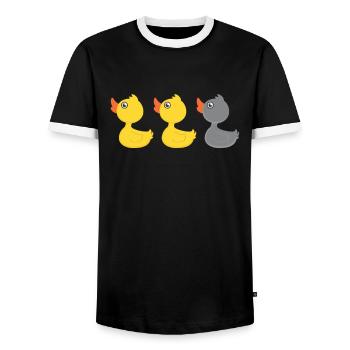 Canard canard canard gris - T-shirt contrasté Homme - noir/blanc - Devant - AI Model Female 172 light (172cm) & AI Model Male 178 light (178cm)