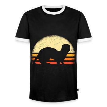 Frettchen Marder - Männer Kontrast-T-Shirt - Schwarz/Weiß - Vorne - AI Model Female 172 light (172cm) & AI Model Male 178 light (178cm)