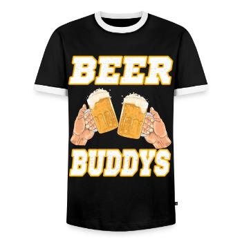 Bier - Männer Kontrast-T-Shirt - Schwarz/Weiß - Vorne - AI Model Female 172 light (172cm) & AI Model Male 178 light (178cm)