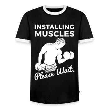 Weightlifter Fitness Strength Training Strength Training - Men's Ringer Shirt - black/white - Front - AI Model Female 172 light (172cm) & AI Model Male 178 light (178cm)