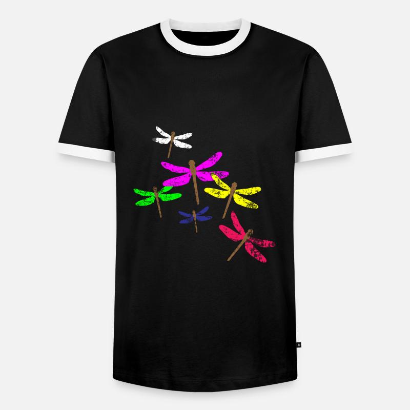 Libelle - Männer Kontrast-T-Shirt - Schwarz/Weiß
