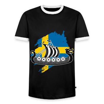Suède Vikings - T-shirt contrasté Homme - noir/blanc - Devant - AI Model Female 172 light (172cm) & AI Model Male 178 light (178cm)