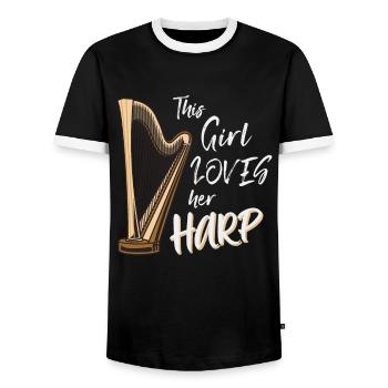 Harpiste Harpe Harpe - T-shirt contrasté Homme - noir/blanc - Devant - AI Model Female 172 light (172cm) & AI Model Male 178 light (178cm)