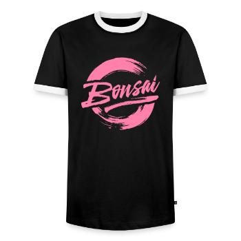Bonsai Bonsai Gardener Bonsai Tree Plant - Men's Ringer Shirt - black/white - Front - AI Model Female 172 light (172cm) & AI Model Male 178 light (178cm)