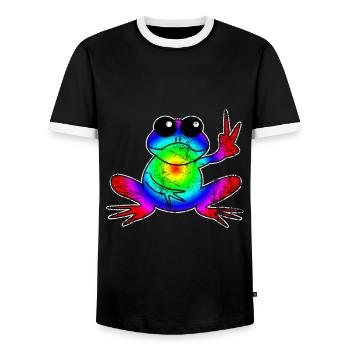 grenouille - T-shirt contrasté Homme - noir/blanc - Devant - AI Model Female 172 light (172cm) & AI Model Male 178 light (178cm)