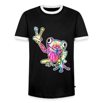 Frog Tree Frog - Men's Ringer Shirt - black/white - Front - AI Model Female 172 light (172cm) & AI Model Male 178 light (178cm)