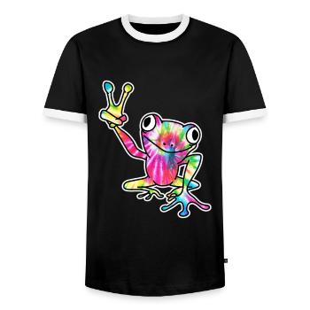Frog Animal - Men's Ringer Shirt - black/white - Front - AI Model Female 172 light (172cm) & AI Model Male 178 light (178cm)
