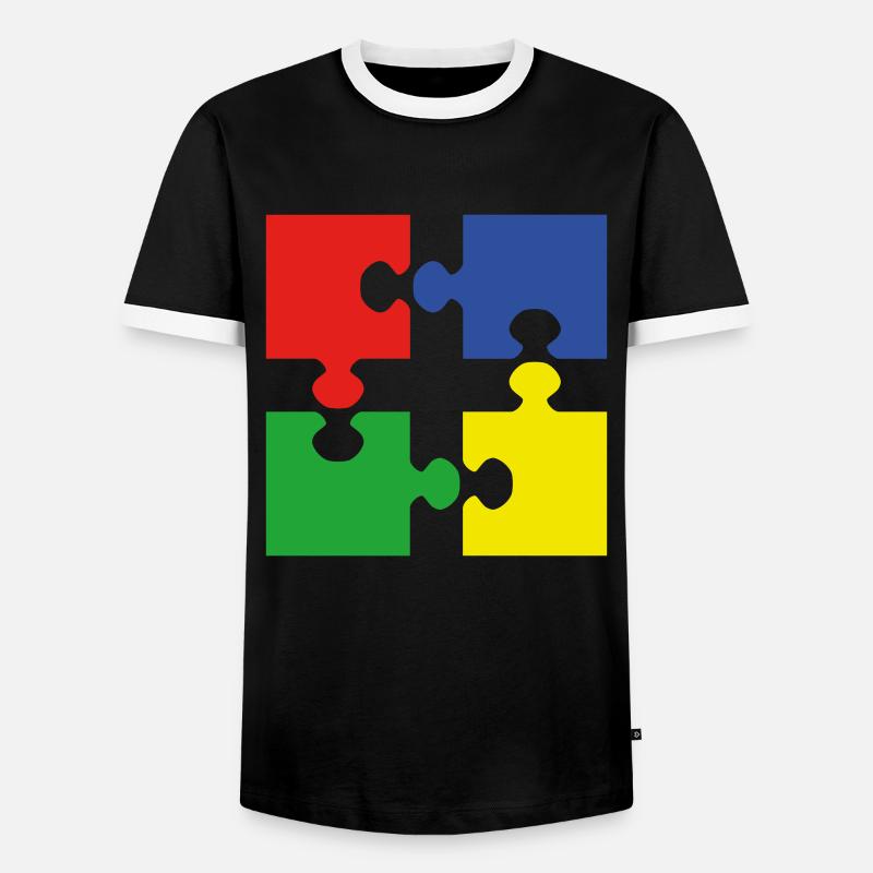 Puzzel - Männer Kontrast-T-Shirt - Schwarz/Weiß