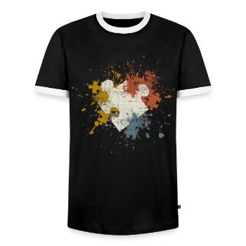 Puzzle - Men's Ringer Shirt - black/white - Front - AI Model Female 172 light (172cm) & AI Model Male 178 light (178cm)