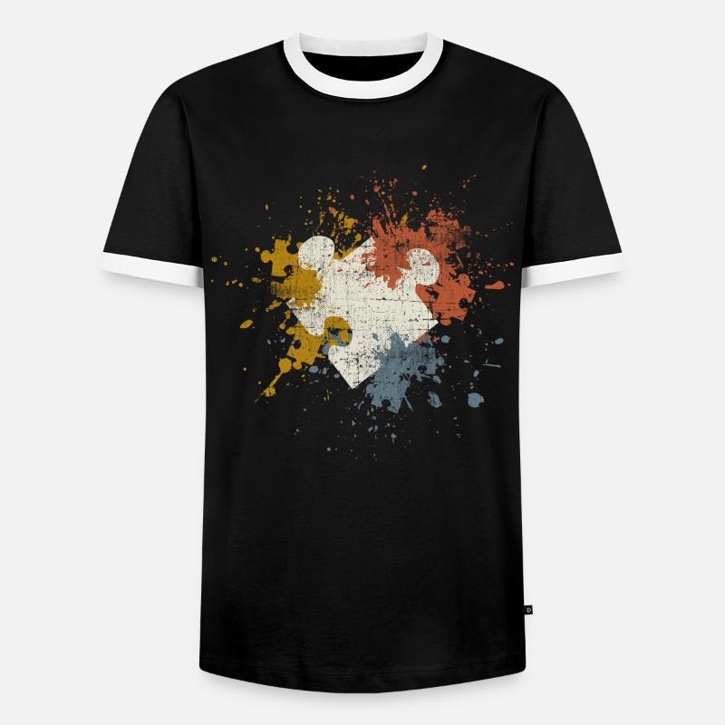 Puzzle - Männer Kontrast-T-Shirt - Schwarz/Weiß