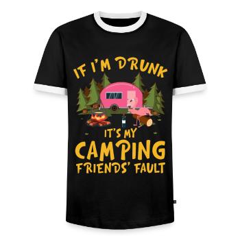 Mon camping Friends_ Fault Flamingo Wine - T-shirt contrasté Homme - noir/blanc - Devant - AI Model Female 172 light (172cm) & AI Model Male 178 light (178cm)