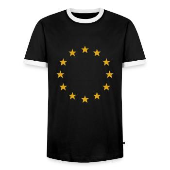 L’Europe Étoiles européennes - T-shirt contrasté Homme - noir/blanc - Devant - AI Model Female 172 light (172cm) & AI Model Male 178 light (178cm)