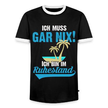 Rentner Ruhestand Arbeitsende Rente - Männer Kontrast-T-Shirt - Schwarz/Weiß - Vorne - AI Model Female 172 light (172cm) & AI Model Male 178 light (178cm)