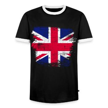 Great Britain - Men's Ringer Shirt - black/white - Front - AI Model Female 172 light (172cm) & AI Model Male 178 light (178cm)