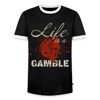 Casino - Men's Ringer Shirt - black/white - Front - AI Model Female 172 light (172cm) & AI Model Male 178 light (178cm)