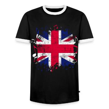Großbritannien Musik - Männer Kontrast-T-Shirt - Schwarz/Weiß - Vorne - AI Model Female 172 light (172cm) & AI Model Male 178 light (178cm)