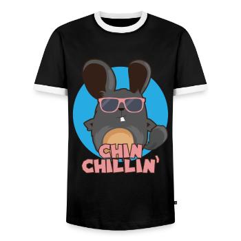Chinchilla Chinchillin I Cool Sunglasses Gift - Men's Ringer Shirt - black/white - Front - AI Model Female 172 light (172cm) & AI Model Male 178 light (178cm)