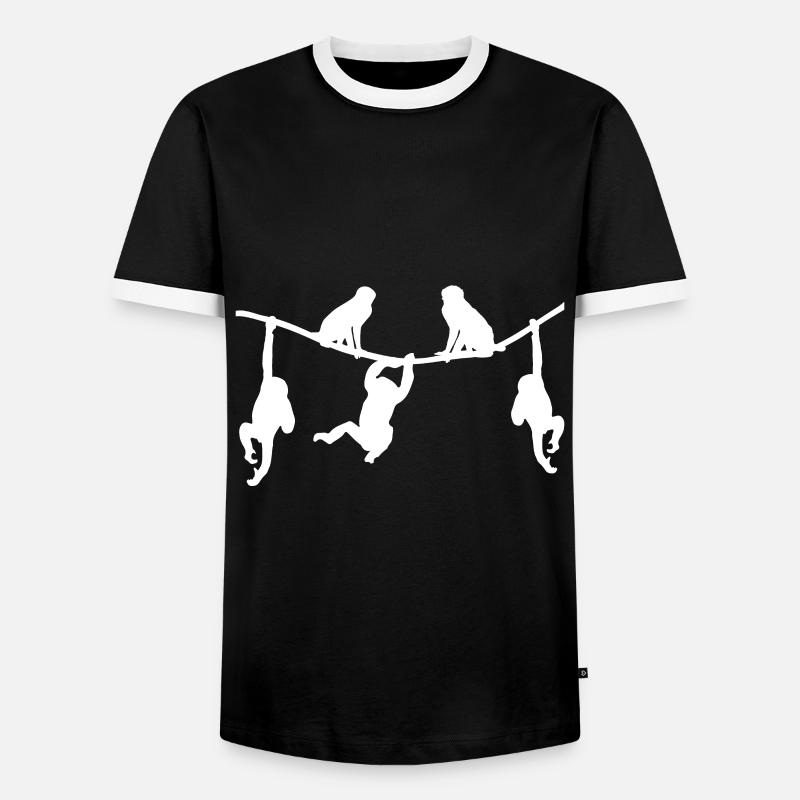 Monkey Animals - Men's Ringer Shirt - black/white