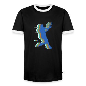 Tennis - Men's Ringer Shirt - black/white - Front - AI Model Female 172 light (172cm) & AI Model Male 178 light (178cm)