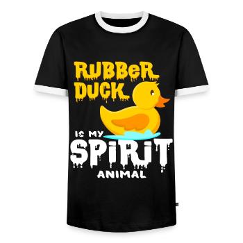 ducks - Men's Ringer Shirt - black/white - Front - AI Model Female 172 light (172cm) & AI Model Male 178 light (178cm)