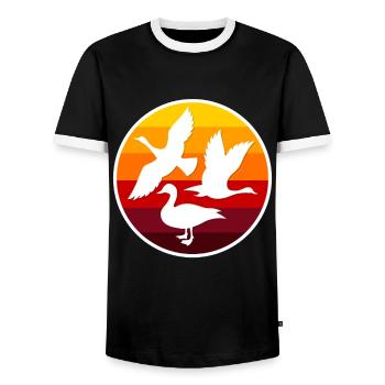 ducks - Men's Ringer Shirt - black/white - Front - AI Model Female 172 light (172cm) & AI Model Male 178 light (178cm)