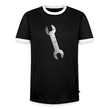 Werkzeug - Männer Kontrast-T-Shirt - Schwarz/Weiß - Vorne - AI Model Female 172 light (172cm) & AI Model Male 178 light (178cm)