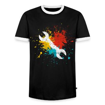 Werkzeug - Männer Kontrast-T-Shirt - Schwarz/Weiß - Vorne - AI Model Female 172 light (172cm) & AI Model Male 178 light (178cm)