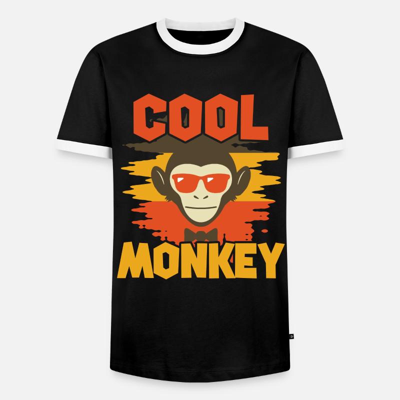 COOL MONKEY - Men's Ringer Shirt - black/white