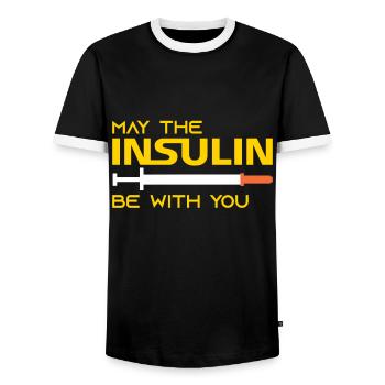 Diabetes möge das Insulin mit Ihnen sein - Männer Kontrast-T-Shirt - Schwarz/Weiß - Vorne - AI Model Female 172 light (172cm) & AI Model Male 178 light (178cm)