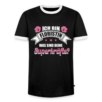 Ich bin Floristin was sind deine Superkräfte? - Männer Kontrast-T-Shirt - Schwarz/Weiß - Vorne - AI Model Female 172 light (172cm) & AI Model Male 178 light (178cm)