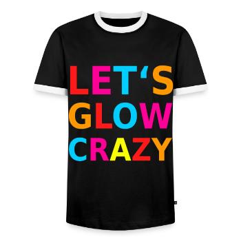 Allumons Crazy Retro Neon Party Blacklight - T-shirt contrasté Homme - noir/blanc - Devant - AI Model Female 172 light (172cm) & AI Model Male 178 light (178cm)