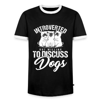 Introvertierte Introversion Tiere Haustiere Doggie Geschenk - Männer Kontrast-T-Shirt - Schwarz/Weiß - Vorne - AI Model Female 172 light (172cm) & AI Model Male 178 light (178cm)