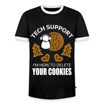 Technical Support Cookie Delete Computer Scientist - Men's Ringer Shirt - black/white - Front - AI Model Female 172 light (172cm) & AI Model Male 178 light (178cm)