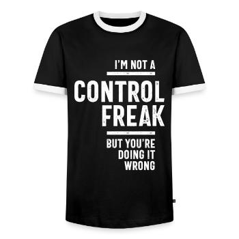 Je ne suis pas un monstre de contrôle - T-shirt contrasté Homme - noir/blanc - Devant - AI Model Female 172 light (172cm) & AI Model Male 178 light (178cm)