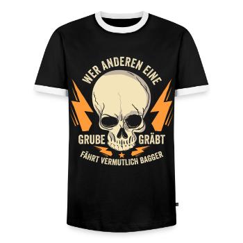 Bauarbeiter Baggerfahrer Tagebau Bauarbeiten - Männer Kontrast-T-Shirt - Schwarz/Weiß - Vorne - AI Model Female 172 light (172cm) & AI Model Male 178 light (178cm)