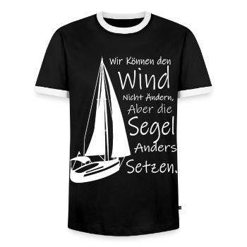 Segeln Segel setzen Wind Boot Kapitän Meer Spruch - Männer Kontrast-T-Shirt - Schwarz/Weiß - Vorne - AI Model Female 172 light (172cm) & AI Model Male 178 light (178cm)