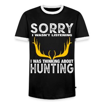 HUNTING - T-shirt contrasté Homme - noir/blanc - Devant - AI Model Female 172 light (172cm) & AI Model Male 178 light (178cm)