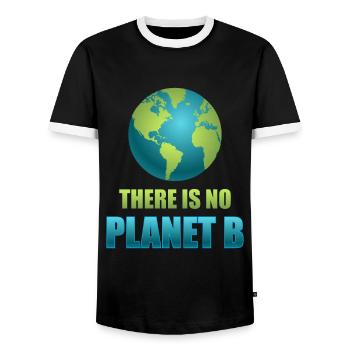 There is no Planet B - Männer Kontrast-T-Shirt - Schwarz/Weiß - Vorne - AI Model Female 172 light (172cm) & AI Model Male 178 light (178cm)