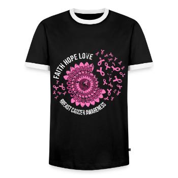 Cancer du sein Diagnostic de cancer - T-shirt contrasté Homme - noir/blanc - Devant - AI Model Female 172 light (172cm) & AI Model Male 178 light (178cm)