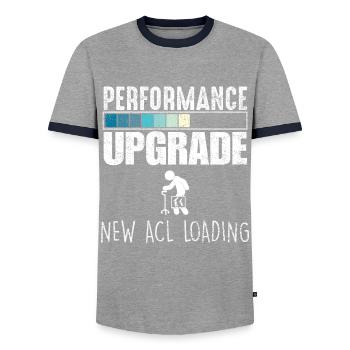 Knie Operation Kreuzband OP ACL Krankenhaus - Männer Kontrast-T-Shirt - Grau/Navy  - Vorne - AI Model Female 172 light (172cm) & AI Model Male 178 light (178cm)