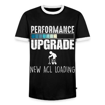 Opération du genou ligament croisé OP ACL Hospital - T-shirt contrasté Homme - noir/blanc - Devant - AI Model Female 172 light (172cm) & AI Model Male 178 light (178cm)