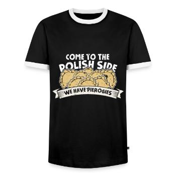 Pierogi Polnisch Feinkost Polen Nudeln - Männer Kontrast-T-Shirt - Schwarz/Weiß - Vorne - AI Model Female 172 light (172cm) & AI Model Male 178 light (178cm)