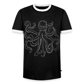 Octopus illustration octopus squid octopus - Men's Ringer Shirt - black/white - Front - AI Model Female 172 light (172cm) & AI Model Male 178 light (178cm)