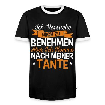Lustig Spruch Tante Tanten Familie Geschenk - Männer Kontrast-T-Shirt - Schwarz/Weiß - Vorne - AI Model Female 172 light (172cm) & AI Model Male 178 light (178cm)
