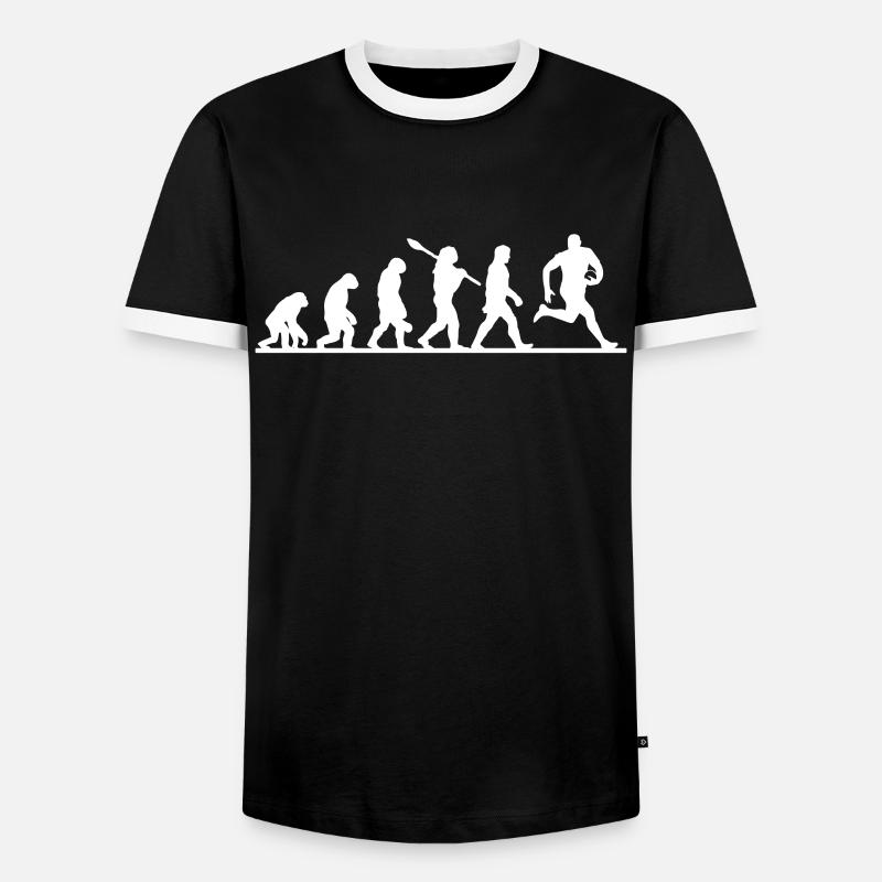 Rugby player evolution - Men's Ringer Shirt - black/white