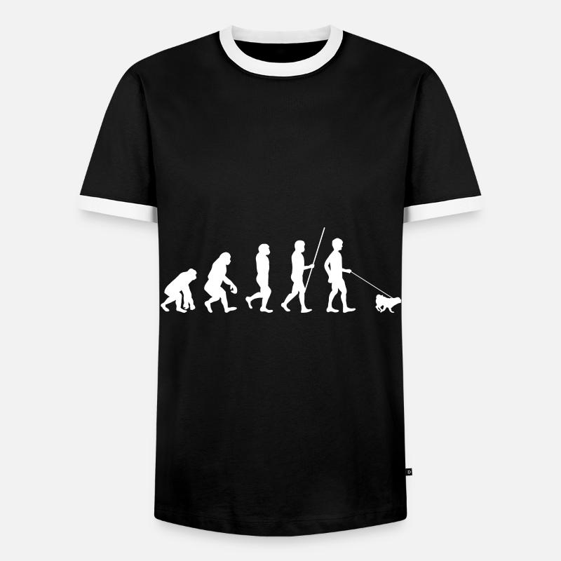 Evolution Mops - Männer Kontrast-T-Shirt - Schwarz/Weiß