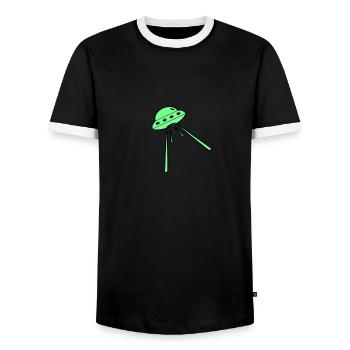 Vaisseau spatial - T-shirt contrasté Homme - noir/blanc - Devant - AI Model Female 172 light (172cm) & AI Model Male 178 light (178cm)
